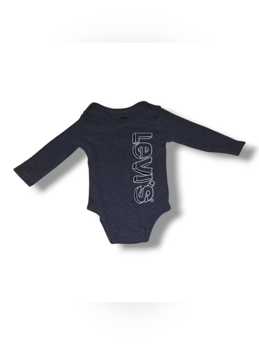 Levi's Navy Blue Long-Sleeve Infant Bodysuit with Vertical Logo